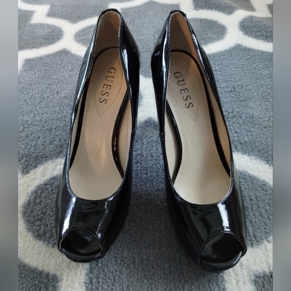 Guess Patent Look Peep Toe Stiletto Heels 👠 - Picture 2 of 12